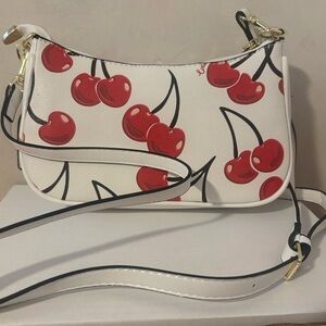 White Cherry Print Shoulder Bag CROSSBODY